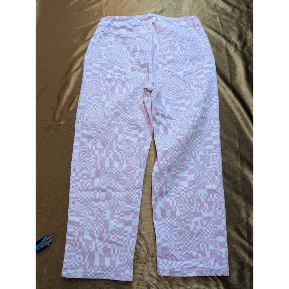 Ava & Viv High Rise Slim Straight Jeans 16 Pink Op Art 26" Inseam - Picture 3 of 7